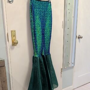 Sequin Mermaid Skirt in Green and Blue